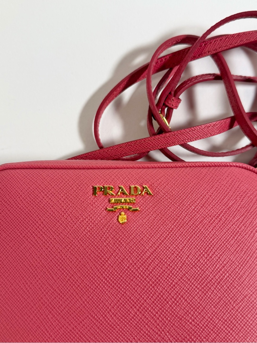 Prada Pink Saffiano Crossbody Camera Bag with Gold Hardware - Picture 4 of 6